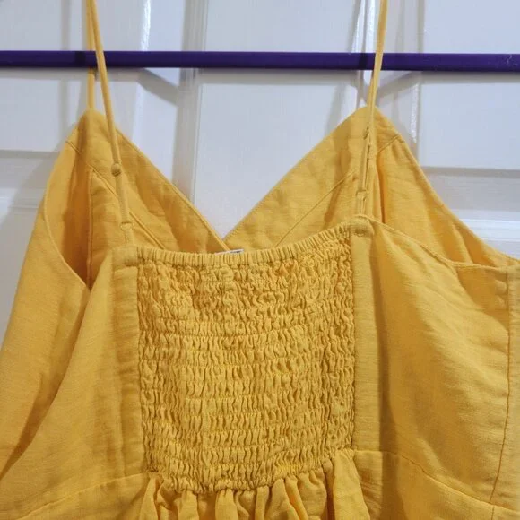 American Eagle Yellow Mini Dress With Button Details Size S Petite - Picture 3 of 3